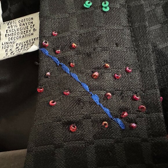 Draper's and Damon's Black Beaded Sequined Jacket FIREWORKS Women's Petite Large - Picture 8 of 14